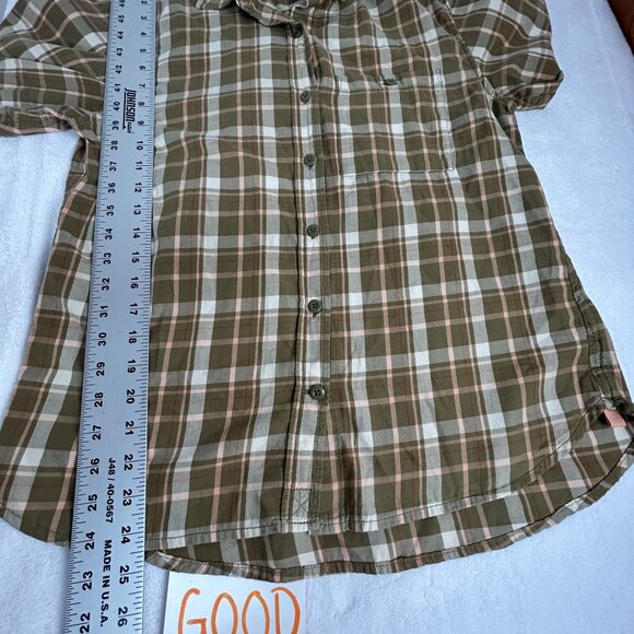REI Womens Northwoods Button Up Flannel Shirt Small Green Hiking Outdoor Casual - Picture 7 of 7
